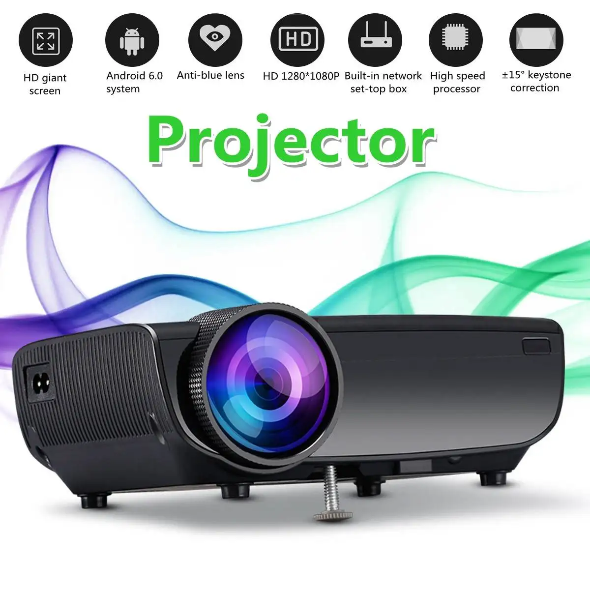 

LEORY 1080P Home LED Projector Remote Control Keystones Correction 30-150in Image Full HD Projector