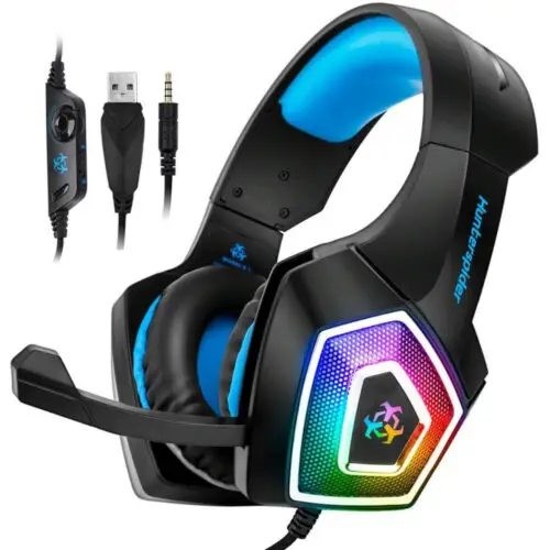 Hunterspider V1 стерео басы объемная игровая гарнитура с микрофоном светильник сменные