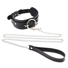 Women Man Rivet Alternative Metal Slave Leather Collar Traction Rope,Sm Bondage Necklace Neckband,Sex Toys For Couple