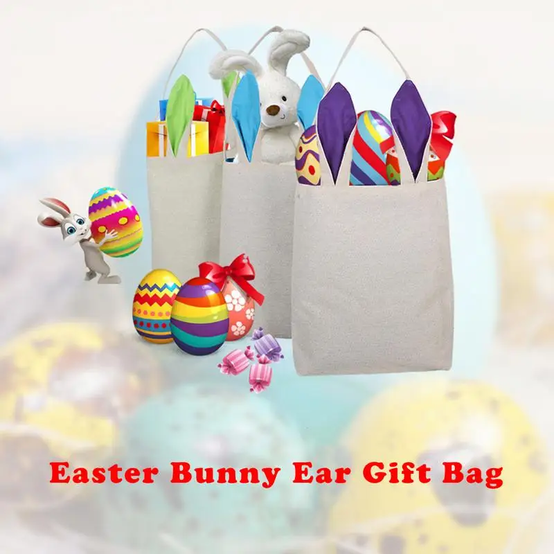 

1pc Easter Bunny Ear Gift Bag Happy Easter Decorations For Home Cute Rabbit Ear Jute Basket Bag Easter Party Supplies 40