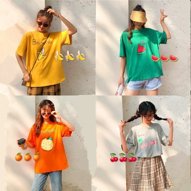

Women Cute Best Friend Matching Fruits Printed T-Shirt BFF T Shirt Female Lovers Tee Shirts Hot Summer Party Casual Streetwear