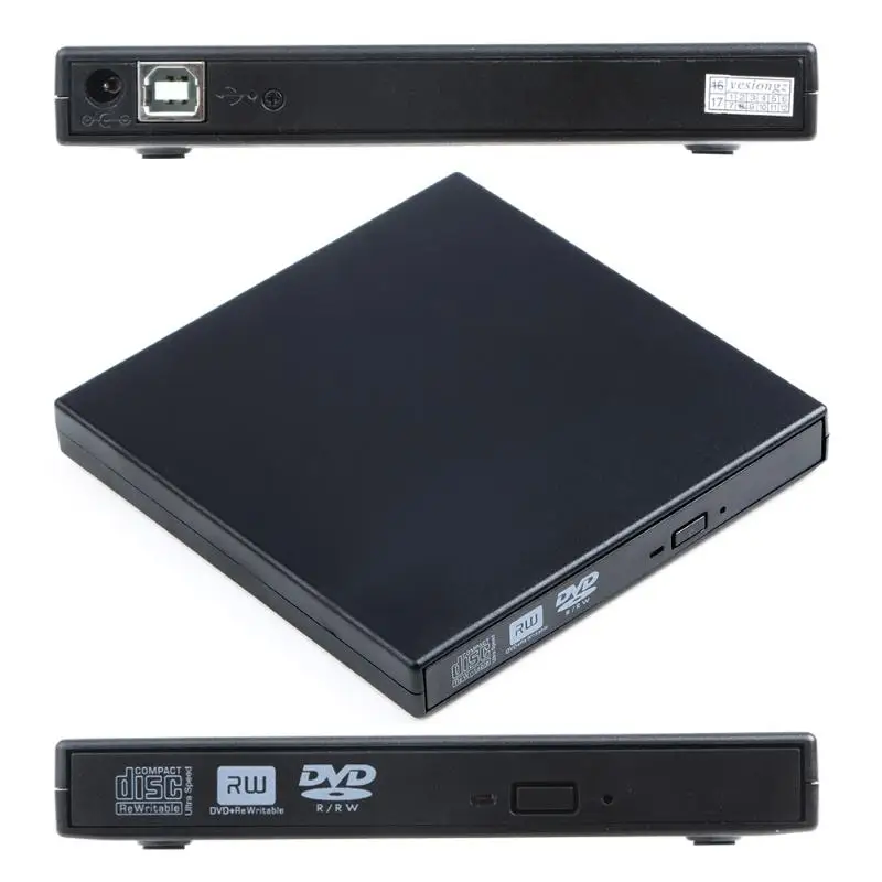  USB 2.0 External CD-Rom/CD-RW/Combo/DVD-Rom Burner Drive Writer with USB Data Cable for Mac Laptop 