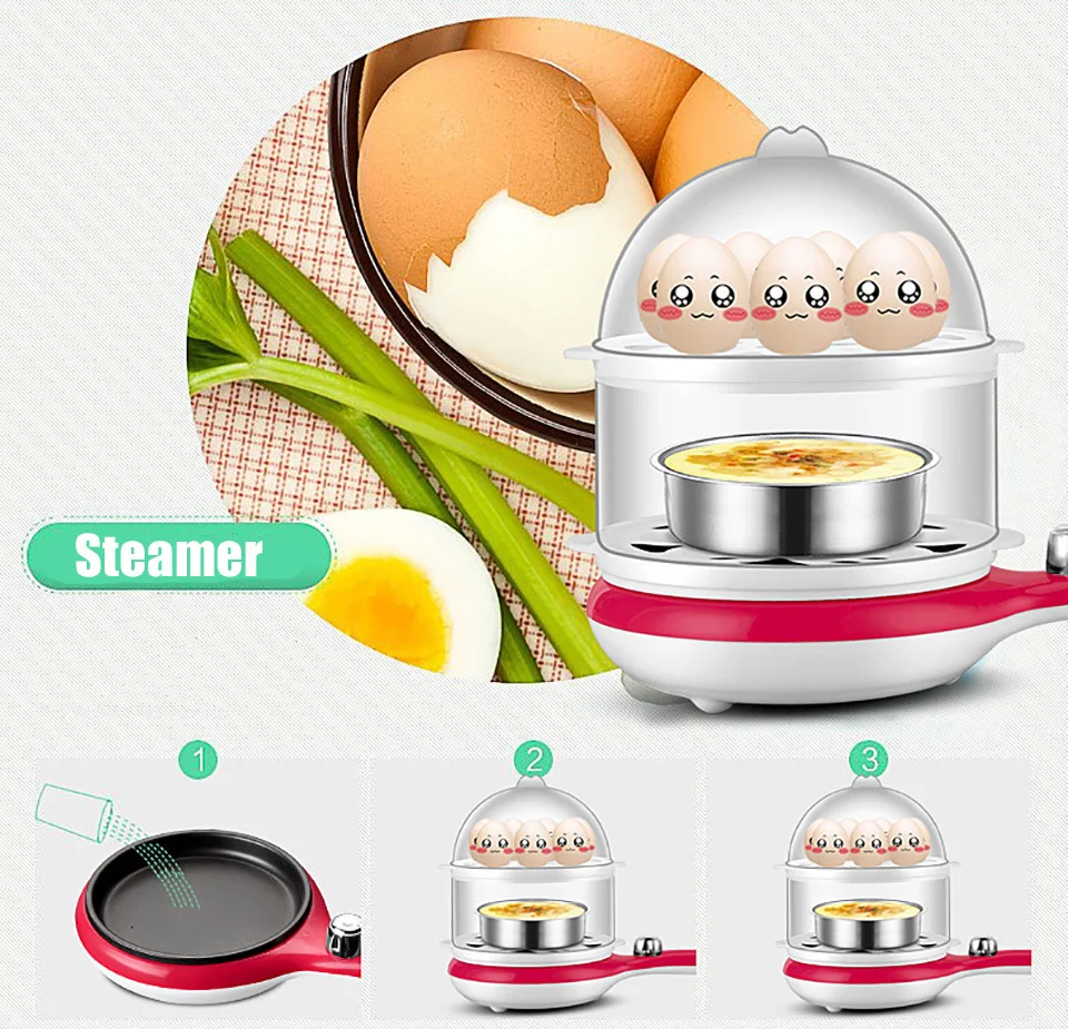 Универсальная 3 в 1 многофункциональная электрическая яйцеварка до 14 яиц бойлер Пароварка для жарки двухслойные инструменты для приготовления пищи кухонная утварь