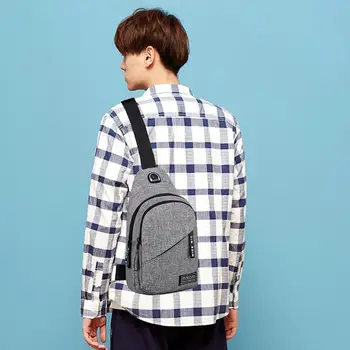 

New Men Satchel Chest Pack Oxford Cloth Crossbody Bags Male Casual Travel Sling Shoulder Messenger Bags with Side Bottle Pocket