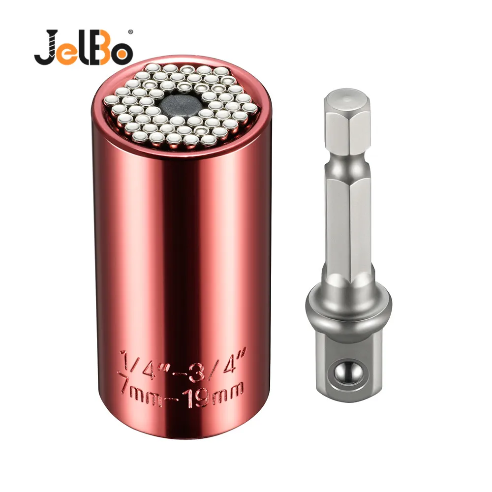 

JelBo Red Drill Bit Extension Universal Torque Wrench Adjustable Spanner Sleeve Socket Adapter Ratchet Wrench Hand Repair Tool