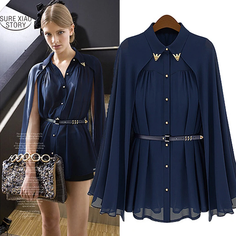 

2019 Fashion Blusas Leisure Women shirts Shawl Cape-Style Chiffon Blouse Sun Protection Clothing Blusas Femininas 980C 20