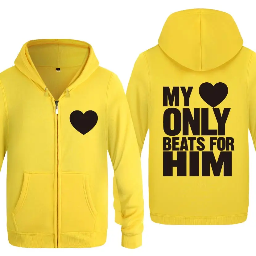 My Heart Only Beats for Him подарок на день Святого Валентина толстовки мужские 2018 флисовые