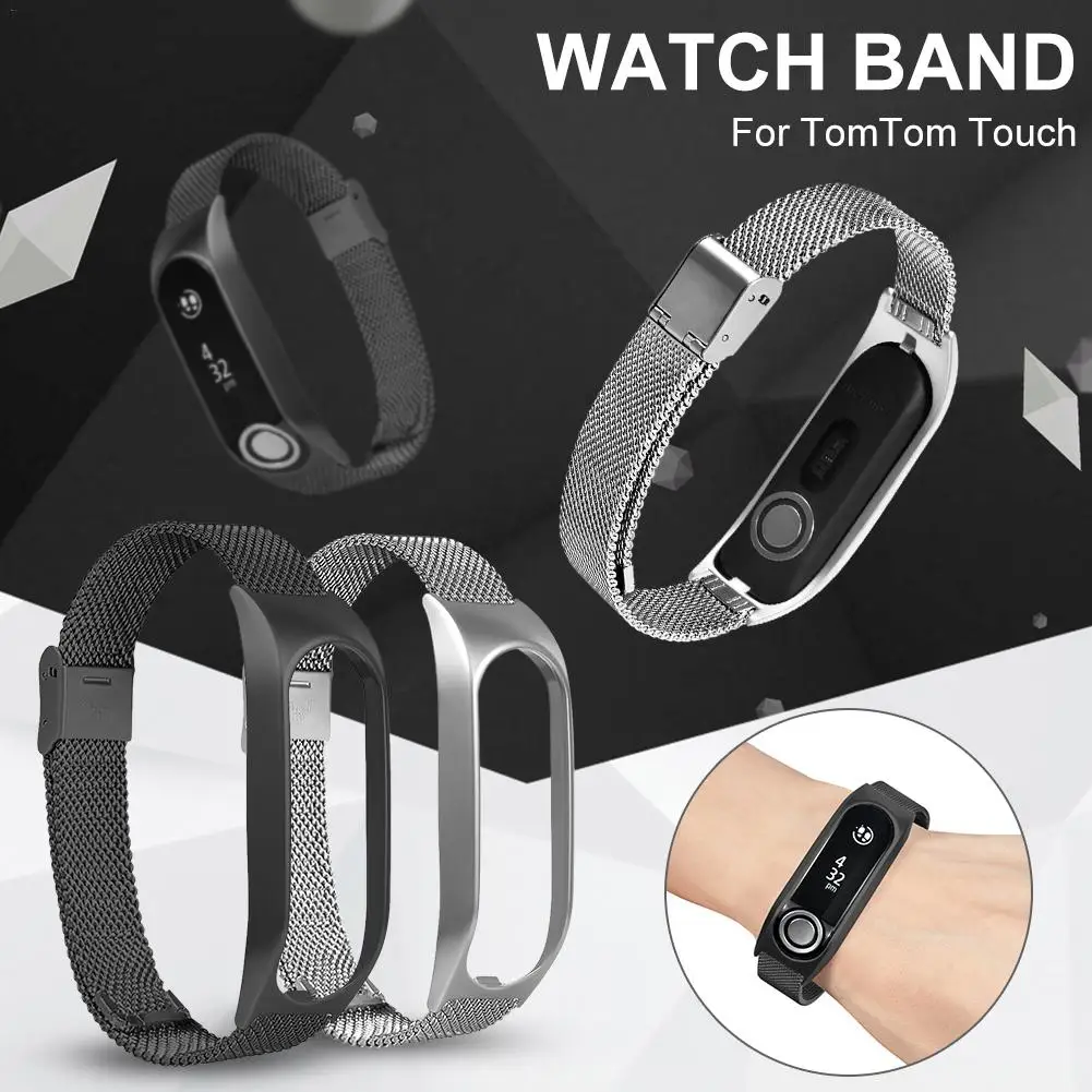 

For TomTom Touch Stainless Steel Zinc Alloy Strap Milanese Loop Replacement Black Silver Wristwatch Band TomTom Touch Accessory
