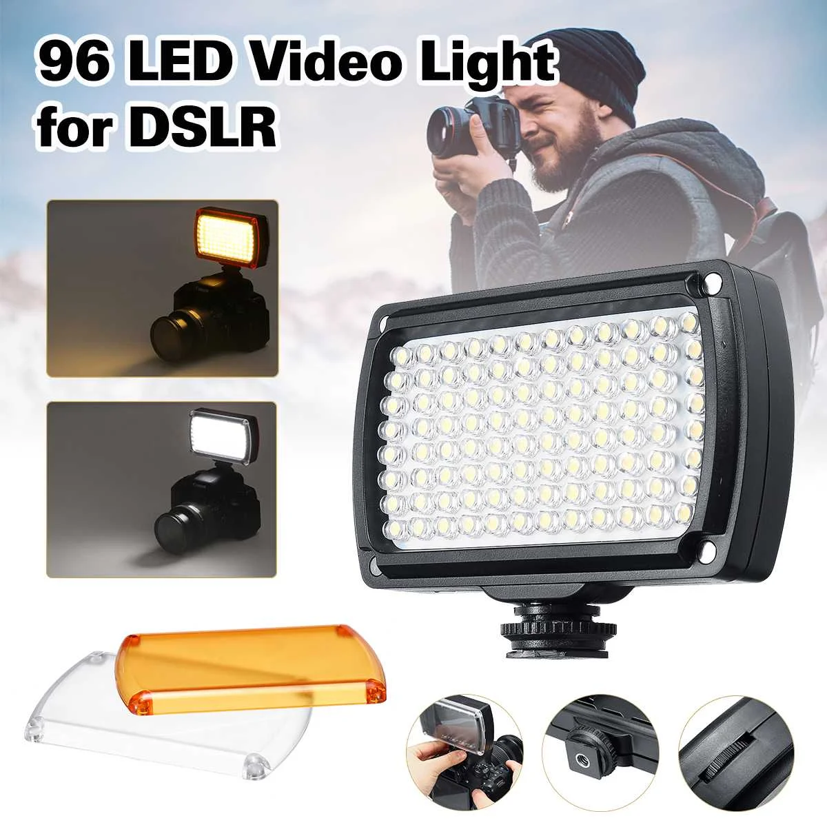 

NEW 96 Mini LED Video Light Photo Lighting on Camera Dimmable LED Lamp for Canon for Nikon for Sony Camcorder DV DSLR Youtube