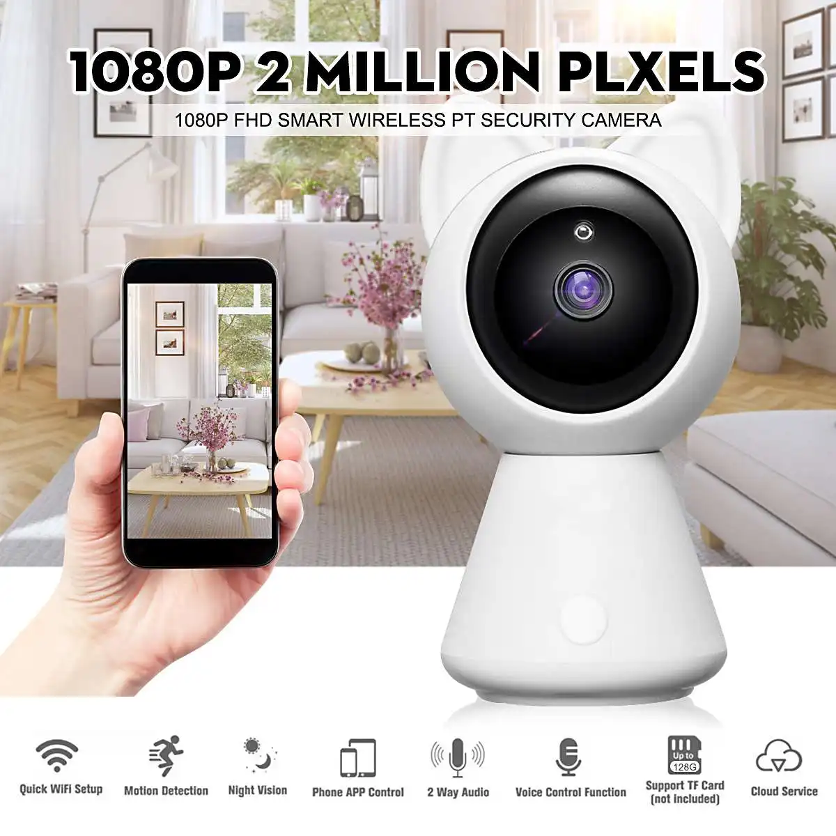 

1080p Home Security Ip Camera Wifi Camera Infrered Night Vision Alexa for Echo Security Camera Cctv Camera Mini