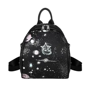 

Women Planet Star Print Backpack Fashion School Bag for Teenage Girls Female Casual Leather Backpacks Portable Shoulder Bags Z70