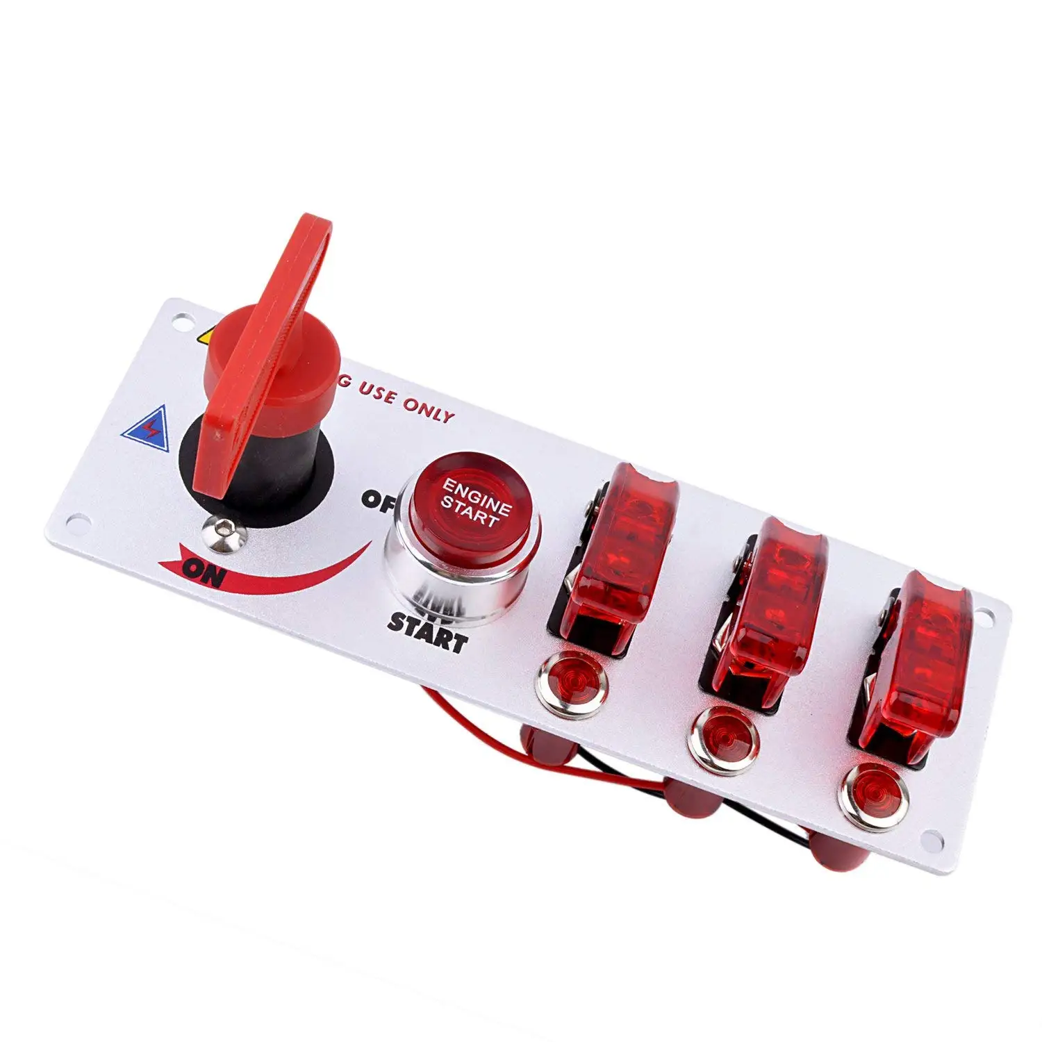 

DC12V Flip-up Ignition Switch Panel 5 in 1 Car Engine Start Push Button LED Toggle For For Racing Sport Competitive Car