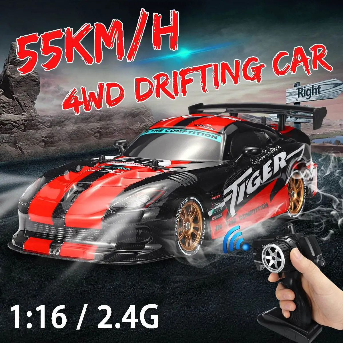 

2.4G RC Car 55 KM/H High Speed 4WD 1:16 Off Road Drifting Control Racing Cars Remote Control Vehicle Toys Gift