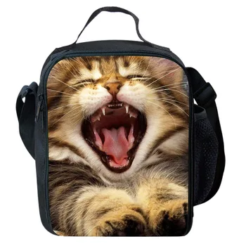

Portable Insulated Lunch Bags Cute Cats Printed For Girls Shoulder Food Bags Tote Spring Tour Food Picnic Bags