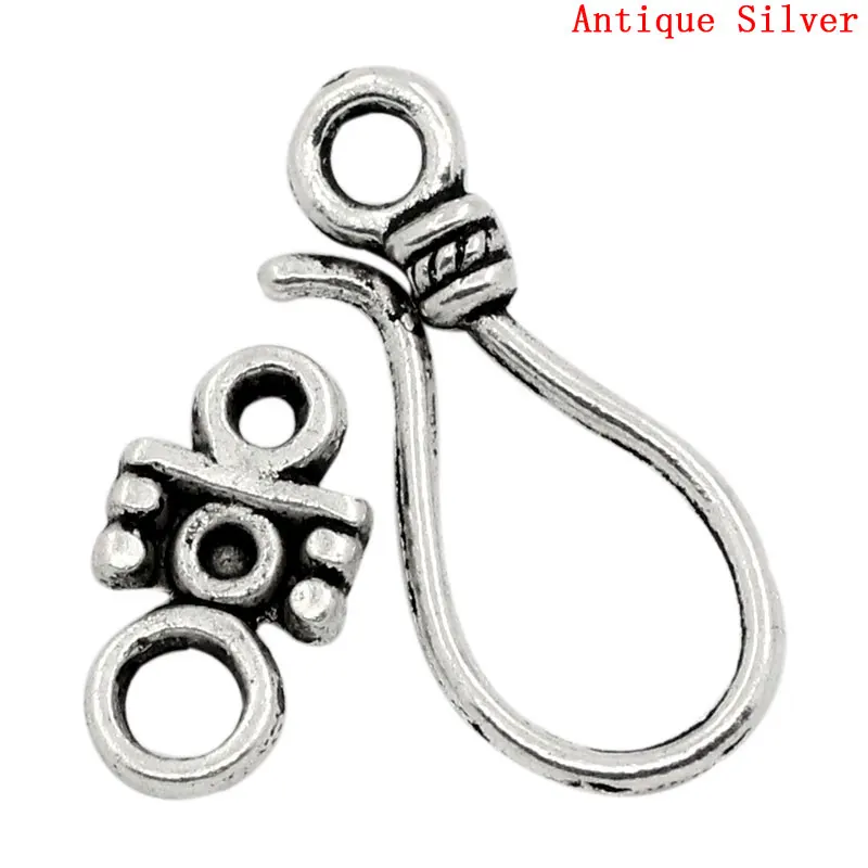 

DoreenBeads Toggle Clasps Findings Hook Antique Silver 23x10mm 14x8mm,50 Sets (B23462) yiwu