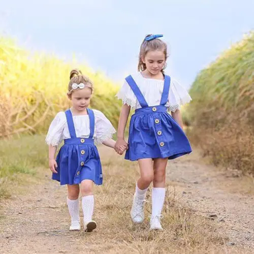 

Girls Clothes Set Summer White Casual Shirt Tops and Suspender Skirts 2 pcs Children Clothing Kids Girl Outfits Clothes