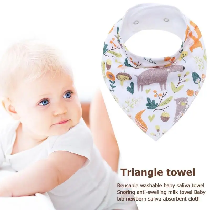 Reusable Washable Cotton Baby Bibs Burp Cloth Animal Print Wave