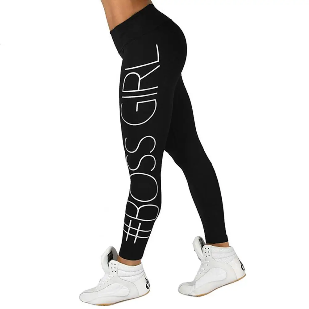 

Women Sexy Digital Letter Printing Leggings BOSSGIRL High Waist Leggings Pants Trousers Sportswear New Fitness Leggings