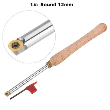 

10 Types Wood Turning Tool Wood Handle with Titanium Coated Wood Carbide Insert Cutter Round Shank Woodworking Tool