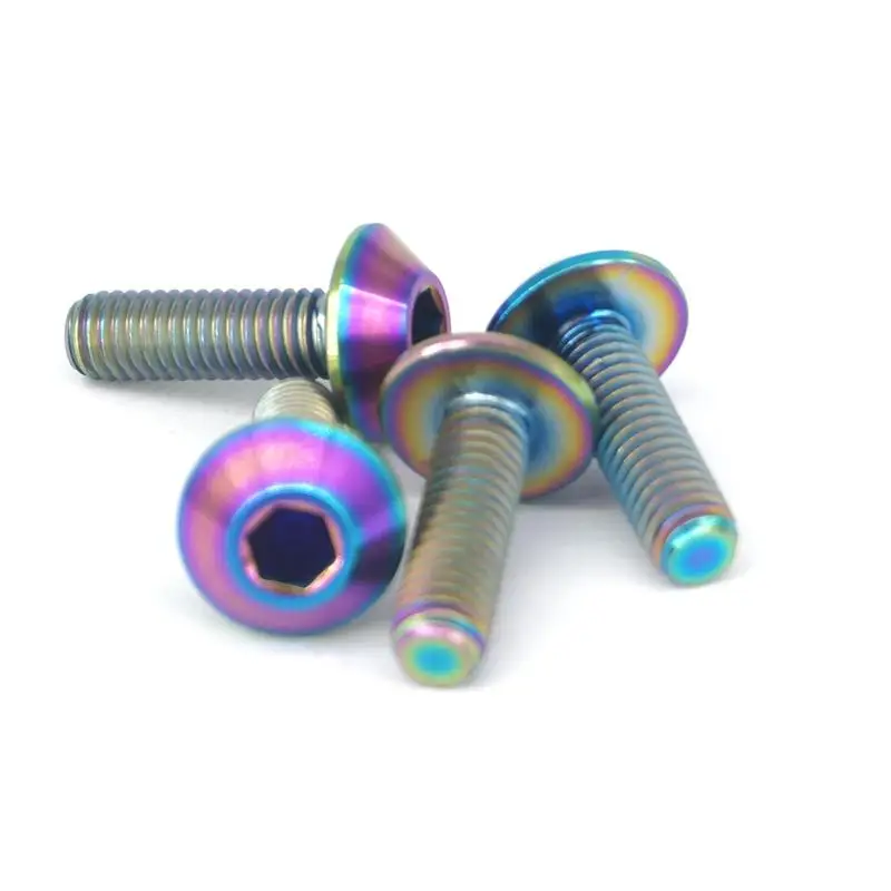 

4 PCS M6x20mm Rainbow GR5 Titanium Umbrella Head Motorcycle Decorative Bolt