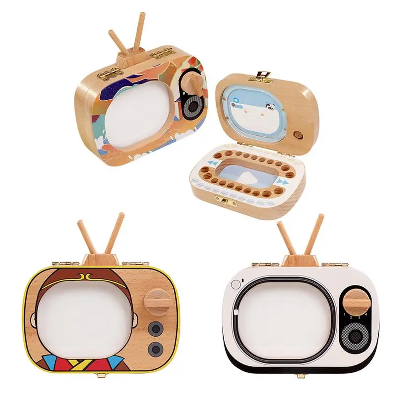 Baby Tooth Keepsake Box Wooden Teeth Box TV Shaped Tooth Keepsake Box Teeth Storage Keepsakes Announcements Collecting Gift Baby Tooth Keepsake Box Wooden Teeth Box TV Shaped Tooth Keepsake Box Teeth Storage Keepsakes Announcements Collecting Gift