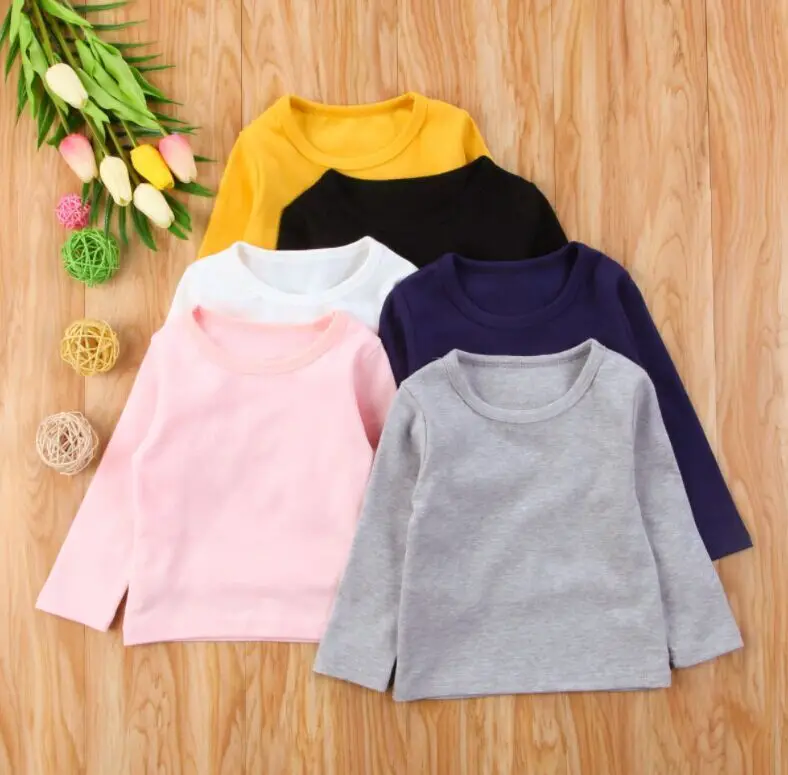 

2019 Toddler Newborn Infant Kids Baby Boys Girls T Shirt Tops Long Sleeve Clothing Cotton Tee Fashion Clothes Autumn Winter New