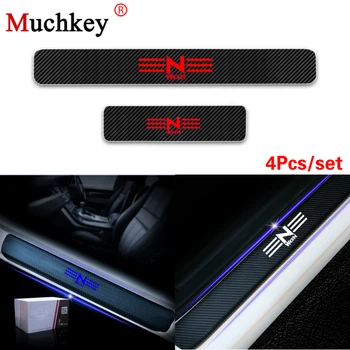 

Welcome Pedal Cover 4D Carbon Fiber Vinyl Sticker For Honda N-WGN Car Door Sill Scuff Plate Protector Car-Styling Auto Part 4Pcs