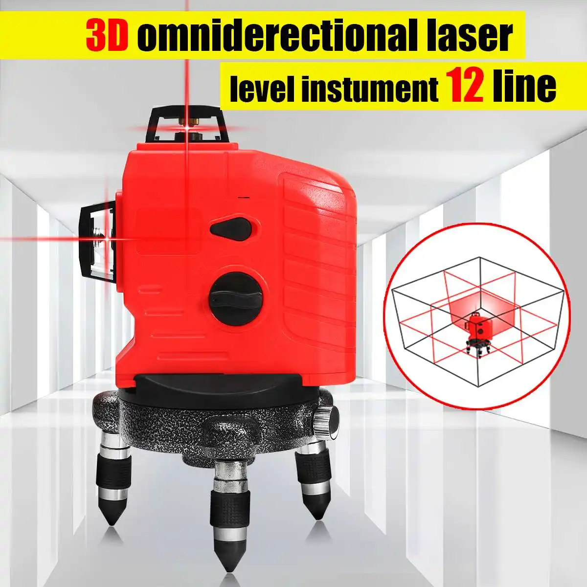 

Zeast Professional 3D 12 Line Red Beam Laser Level Measure 360 Rotary Self Leveling Horizontal Vertical Auto Leveling Cross Tool