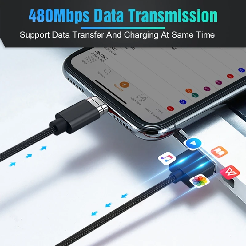 USB مغناطيسي صغير نوع C كابل سريع شحن المغناطيسي شاحن بيانات الشحن المصغّر usb كابل ل فون الهاتف المحمول الكابلات
