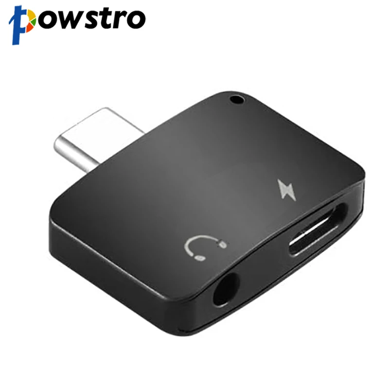 

Powstro 2 in 1 Mini Type-c Charging Mobile Phone Adapters to 3.5mm Earphone Audio Converter for Xiaomi mi6 Accessories
