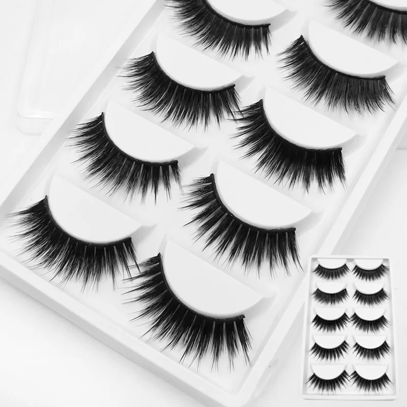 

iflovedekd 5 Pairs 3D Silk Eyelashes Hand Made Natural Long Faux False Lashes D30