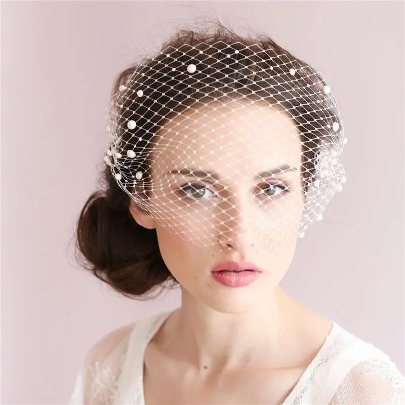 

Elegant White Tulle Cap Bird Cage Wedding Accessories Veil Bridal Birdcage Wedding Veils Short Bridal Accesories