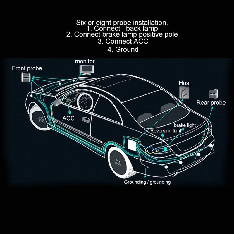 4/6/8 заднего обзора заднего вида автомобиля парковочных датчиков всеобщие автоматические транспортные средства обратный резервный радар парковки Комплект Системы ЖК-дисплей Дисплей монитор