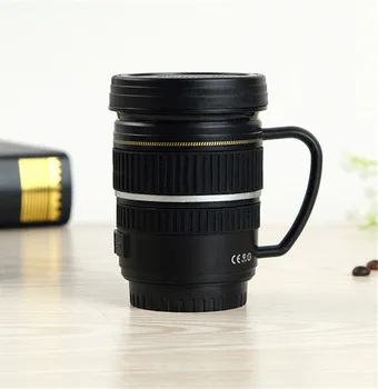 

Stainless Steel Coffee Mug Travel Camera Lens Coffee Mug With Handle Vacuum Creative Camera Lens Cute Cup Gifts