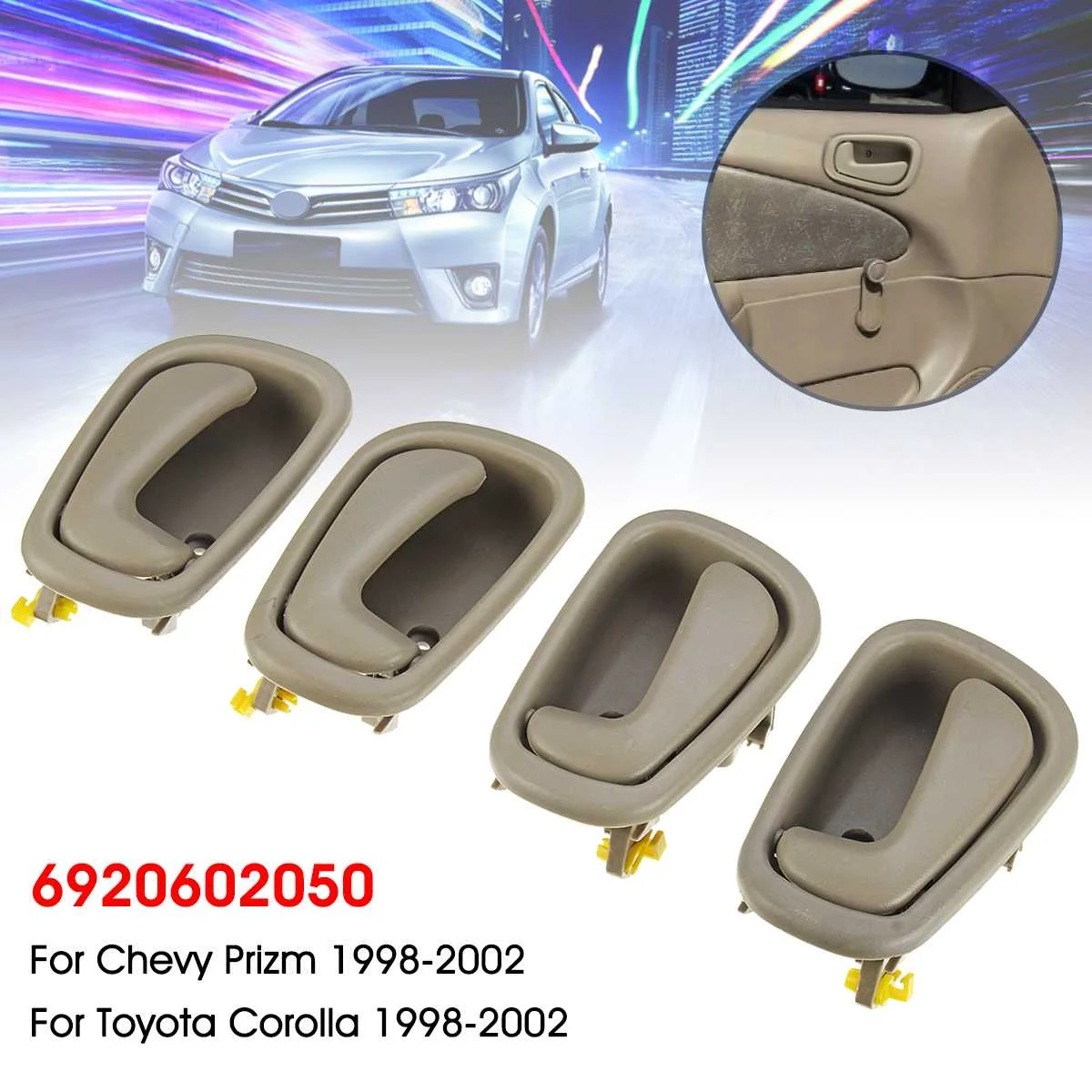

4pcs Interior Door Handle For Toyota Corolla Geo Prizm 1998 1999 2000 2001 2002 6920602050 Beige
