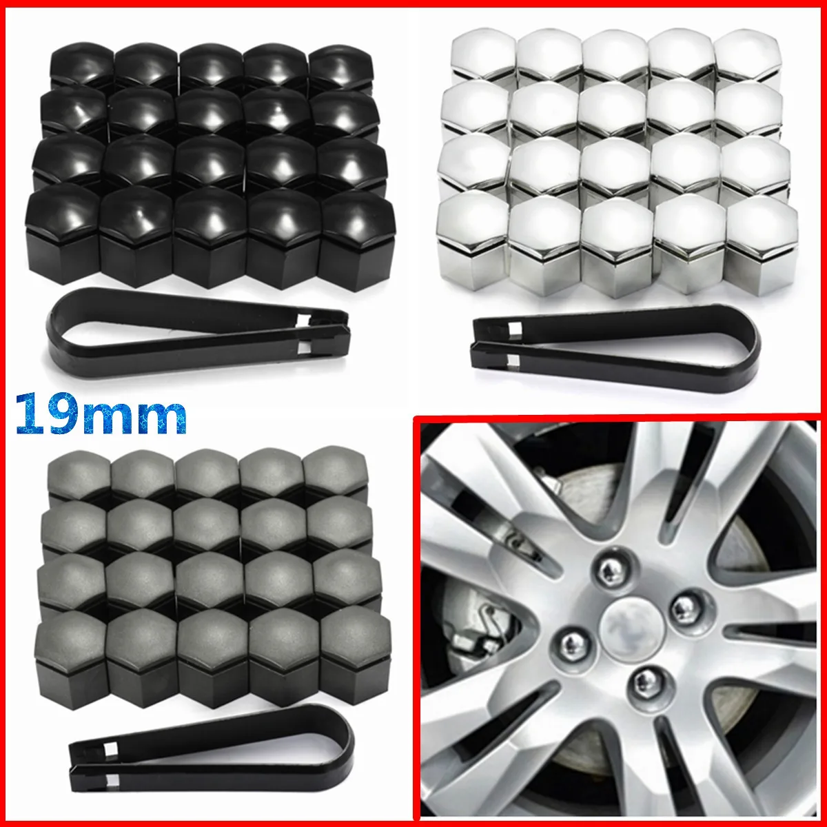 20 Car Bolts Alloy Wheel Nuts Covers 19mm Chrome For  Volkswagen Touareg 