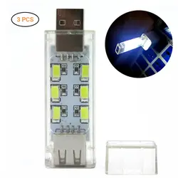 3 шт Портативный мини ночные светильники USB 12 Светодиодный свет лампы с передавать данные Функция для портативных ПК Компьютерная