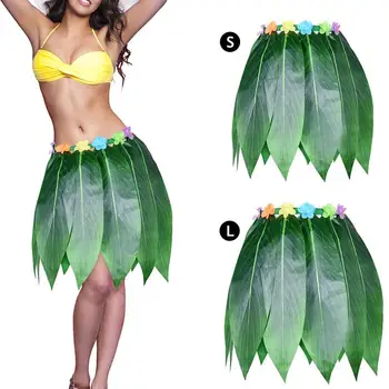 

Hawaiian Artificial Leaves Grass Skirt Kids Adults Hawaii Flower Skirt Beach Summer Holiday Wedding Party Favor Dress Decor 40