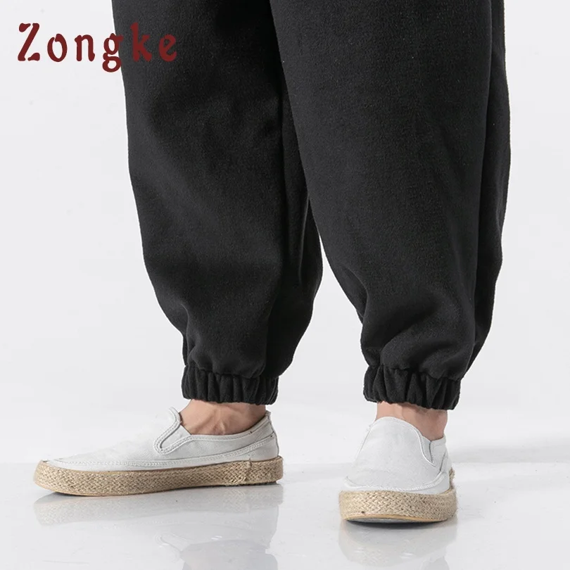 Zongke свободные однотонные шерстяные шаровары в китайском стиле мужские