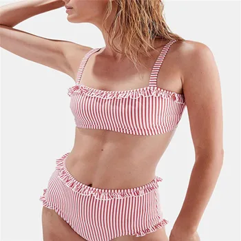 

2019 New Summer Women Strap Bandage Push-up Padded Two Pieces Striped Bikini Sets Swimwear Swimsuit Bathing Suit Beachwear