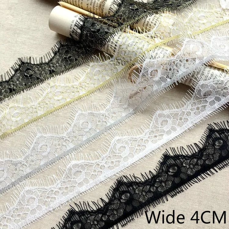 

4CM Wide Tassel Fringe Eyelash Lace Water Soluble Embroidered Ribbon Applique Guipure Trim For Garment Dress DIY Sewing Supplies