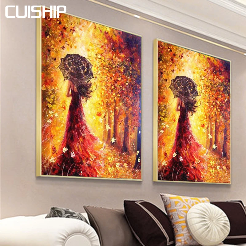 

Beautiful Women Autumn Landscape DIY Painting By Numbers Kits Coloring Paint By Numbers Modern Wall Art Picture Gift
