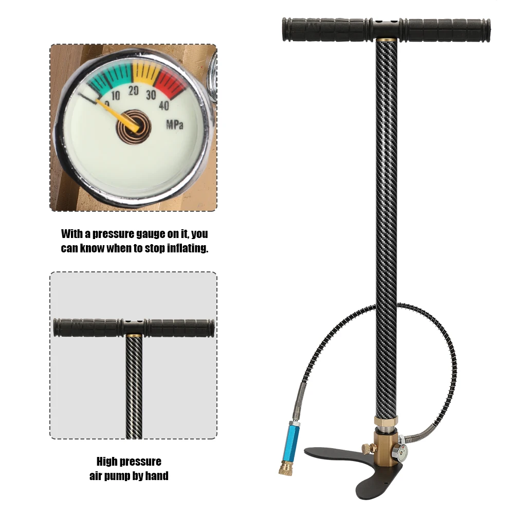 

400bar 40mpa Hand Operated Inflator Pump Car Mini High Pressure Compressor Inflator Hunting Paintball PCP Pump For Air Gun