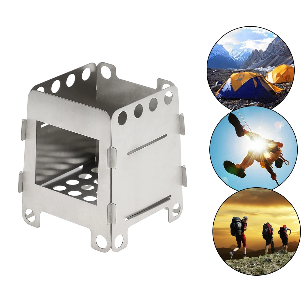 Outdoor Folding Titanium Wood Stove Portable Camping Wood Stove Burning for Backpacking Survival