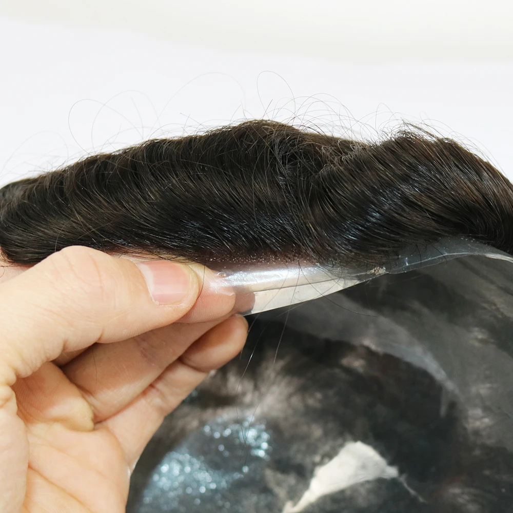 SimBeauty 0,06-0,08 мм V-LOOP кожи мужской парик настоящие натуральные человеческие волосы 8*10 дюймов замена волос накладка из искусственных волос для