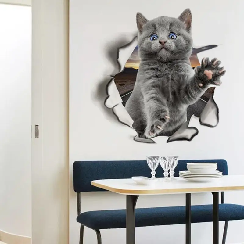 

Animal 3d Toilet Stickers on The Toilet Seat Cute Cats PVC Wall Sticker Bathroom Refrigerator Door Decor Stickers Decals