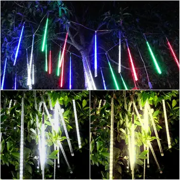 

30CM/50CM 8 Tube Meteor Shower Rain Tubes LED Christmas Lights For Outdoor Festive Garden Xmas String Light Landscape Light