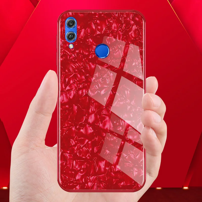 Роскошный чехол из закаленного стекла для Huawei Honor 8X 8C 7C 7A Pro 7X жесткий с мраморным