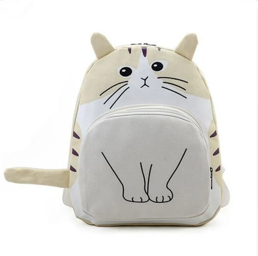 

New Women Canvas Backpack Lovely Cat Printing Backpack Cute Cartoon Cat Printing Backpack School Bag For Teenage Girls Mochila