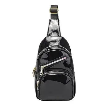 

Women Hologram Solid Color Waist Bag Leather Crossbody Shoulder Pouch Chest Bag